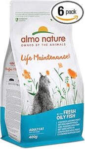 💫Almo Nature Holistic Adult Maintenance Alimento seco con Pescado graso Fresco y arroz para Gatos de Todas Las Razas (6 x 400 g) 💫