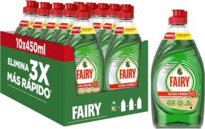 💫Fairy, Ultra Poder Lavavajillas Líquido a Mano, 4,5 L (10 x 450 ml), Óptimo Poder Antigrasa 💫