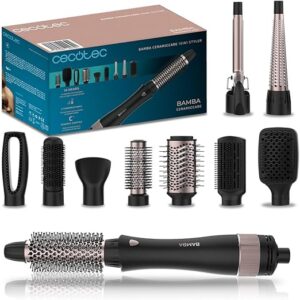 💫Cecotec Cepillo de Aire 10 en 1 Bamba CeramicCare 10in1 Styler. 1000 W, 10 Cabezales Intercambiables, 3 Temperaturas y 2 Velocidades, Revestimiento de Cerámica, Función Aire Frío 💫