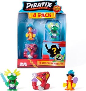 💫PIRATIX ADVENTURE WORLD Serie Shark Treasure, Pack de 4, Contiene 4 Piratix, 1 