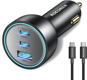 🐟 Cargador para coche Rocoren con 3 puertos USB   cable