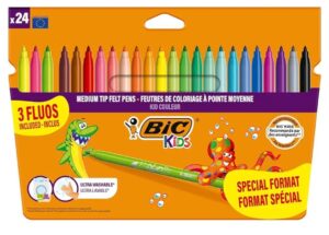 🌈 Bik Kids. 24 rotuladores de punta media en colores surtidos.