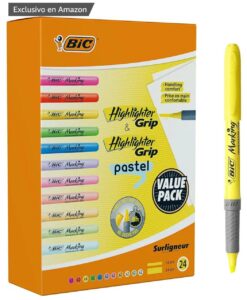 🌈 Bic Highlighter Gripe. Pack de 24 subrayado red en tonos intensos y pastel.