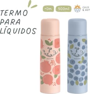 🖤 Suavinex, Termo Líquidos para Bebé. Termo de Acero Inoxidable con Cierre Hermético. para Bebidas Calientes y Frías. 500 ml.