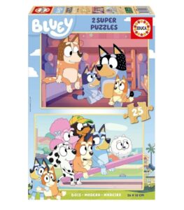 🟦 Educa. Set de 2 puzzles Bluey de madera con 25 piezas grandes cada uno.