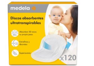 😀 Medela Discos Absorbentes Ultratranspirables, Gran Absorción, Transpirabilidad y Discreción para un Uso Cómodo, Paquete de 120.