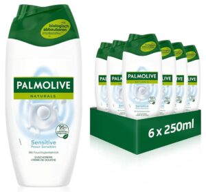 ✨ Pack de 6 botes de gel de ducha Palmolive con leche hidratante.