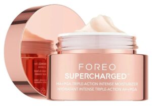 ✨ Foreo Supercharged. Crema hidratante facial triple acción. Contorno de ojos, ácido hialurónico y vitamina E.