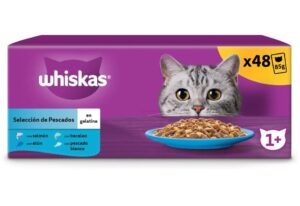 🐟 48 bolsitas de comida para gatos Whiskas Selección de pescados en gelatina