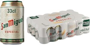 💫San Miguel Especial Lager, Pack 24 Latas x 33cl, Cerveza Premium Española, Calidad Tradicional y Sabor Refrescante, 5.4% Volumen de Alcohol 💫