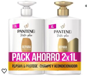 🌟 Pantene Repara y protege Nutri Pro- V. Champú de 1 litro con antioxidantes  acondicionador de 1 litro que fortalece desde la raíz.