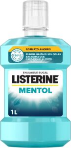 💫Listerine Mentol (pack de 1 x 1000 ml), enjuague bucal con flúor, colutorio bucal con 24 horas de protección 💫