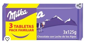 3X2! 🍫 Milka. Tableta de chocolate con leche de los alpes.