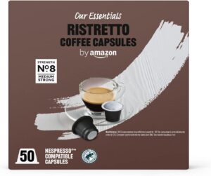 🐟 50 cápsulas de café by Amazon Ristretto Nº8 compatibles con Nespresso