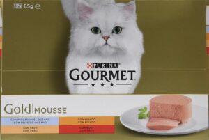 🐟 Pack de 8 latas de comida húmeda para gatos Purina Gourmet Gold Mousse