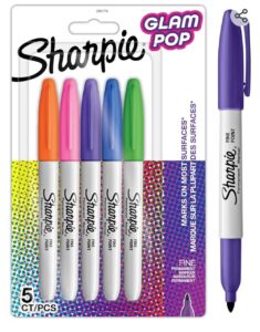 🤩 Sharpie Glam Pop. Set de 5 rotuladores permanentes.