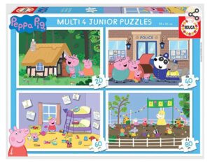 🐽 Educa. Set de 4 puzzles progresivos de Peppa Pig. De 20, 40, 60 y 80 piezas.