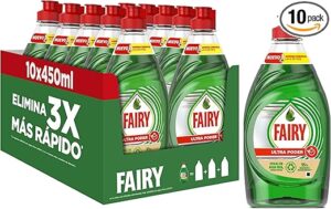 💫Fairy, Ultra Poder Lavavajillas Líquido a Mano, 4,5 L (10 x 450 ml), Óptimo Poder Antigrasa 💫