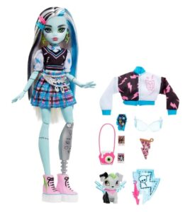 Monster High Frankie Stein. Muñeca articulada con mascota y accesorios.