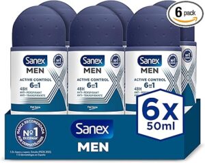 💫Sanex Men Active Control Desodorante Roll-On para Hombre, Pack 6 Uds x 50 ml💫