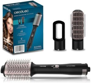 💫Cecotec Cepillo de Aire 3 en 1 Bamba CeramicCare 3in1 Styler. 1200 W, Alisa, Ondula y Seca el Cabello, 3 Cabezales Intercambiables, 3 Temperaturas y 2 Velocidades, Revestimiento de Cerámica 💫