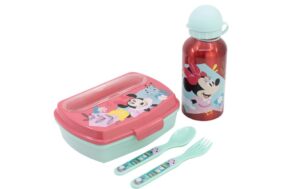 😀 Set de botella de aluminio de 400 ml y fiambrera con cubiertos de Minnie.