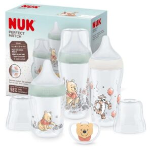 🍼 Nuk Perfect Match. Set de 3 biberones anticólico y chupete de Winnie The Pooh.