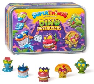 ⚡ Superthings Tim Dino Destroyers. Lata con 5 figuras dinosaurios exclusivos con efecto metalizado.