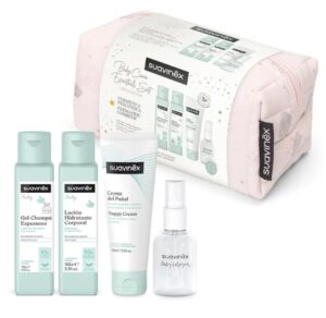 🐣 Suavinex. Set de regalo para bebé. Neceser con gel-champú, loción hidratante, crema pañal y Baby Cologne.