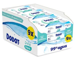 👶🏻 Dodot Pure Aqua. 9 paquetes de toallitas 99% agua. Con un total de 432 Uds.