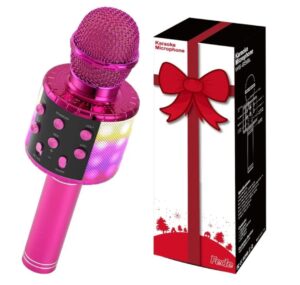 👩🏻‍🎤 Micrófono karaoke bluetooth. Con volumen, cambios de voz y luces leds. Diferentes colores a elegir.