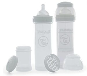 🍼 Twistshake. 2 biberones anticólico de 330ml, con contenedor de leche en polvo y mezclador. Para más de 4 meses.