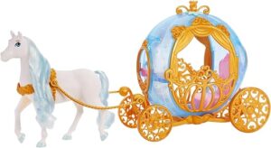 💫Mattel Disney Princess Carruaje de Cenicienta con detalles dorados y caballo blanco de juguete para muñecas, juguete  3 años (HYM33) 💫