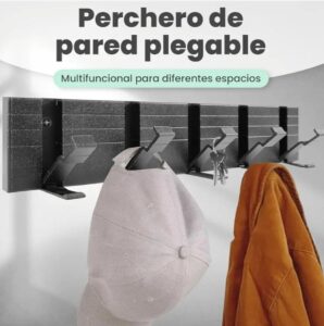 🏠 Perchero de pared con 5 ganchos dobles y plegables.