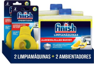 🐟 Pack de 2 limpia-máquinas   2 ambientadores Finish para lavavajillas