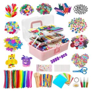 ⚡ Kit manualidades con 3000 piezas en total. Con ojos, cuentas, pompones, plumas