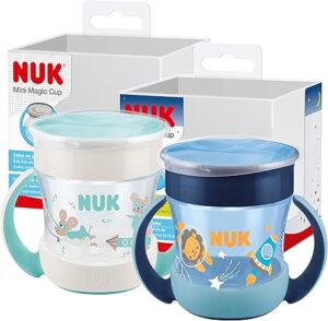 🐟 Pack de 2 vasos de agua para bebés NUK Mini Magic Cup Night