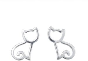 🐟 Pendientes Gatitos plateados