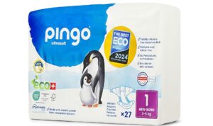 😀 Pingo Pañales Talla 1 (2-5 kg), Suave Protección para Recién Nacidos, 27 Pañales Ecólogicos.