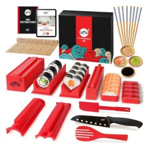 🍣Kit super chulo para hacer Sushi. Con cuchillo y estera de bambú. 24 piezas para hacer makis redondos y en forma de corazón y niguiris.