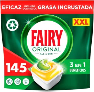 🐟 145 cápsulas de lavavajillas Fairy Original Todo En Uno