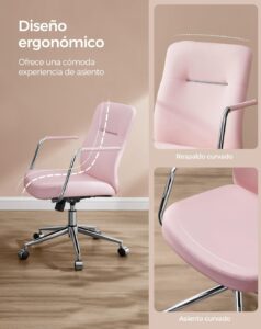 SONGMICS Silla de Oficina Giratoria, Cómodo Respaldo y Asiento Curvo, Carga de 150 kg