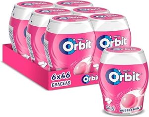 🐟 Pack de 6 botes de chicles sin azúcar Orbit Bubblemint