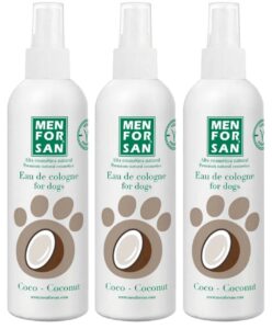 🐾 Menforsan. Agua de colonia para perros. Aroma de coco fresco y duradero. Paquete de 3 Uds.