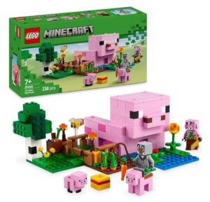 🤩 Lego Minecraft La casa-cerdi bebé. Bioma bosque y personajes del videojuego.