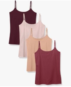 🌟 Amazon Essentials. Pack de 4 camisetas de tirante fino y ajustable.