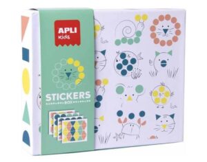 🤩 Apli Kids. Juego de gomets geométricos con plantillas de animales.