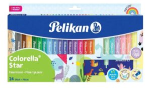 🌈 Pelikan Colorella Star. 24 rotuladores de tinta lavable. 18 colores neón y 6 colores pastel.