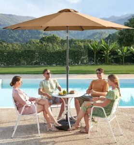 ☀️Sombrilla de jardín de 300cm. Inclinación de dos direcciones, manivela y protección solar 50 .