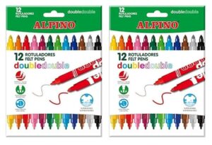 🌈 Alpino. Rotuladores con doble punta, fina y gruesa. Paquete de 2 con un total de 24 Uds.